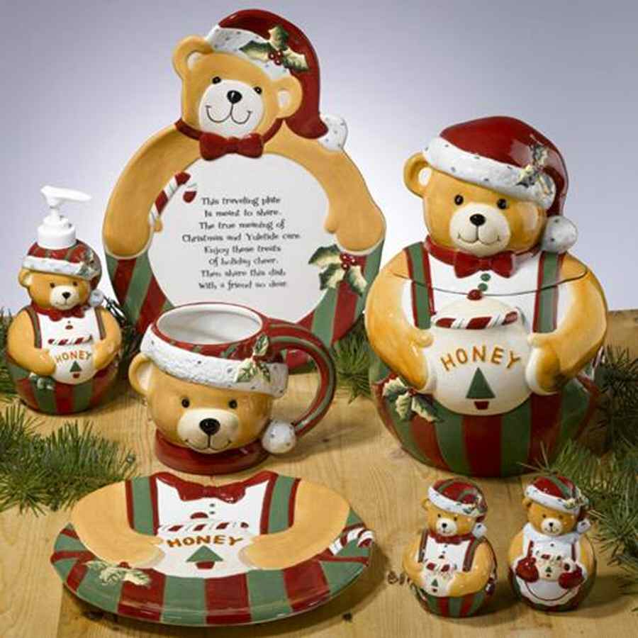 Holiday Playmates (Bear) Cookie Jar & Lid by Certified International-1