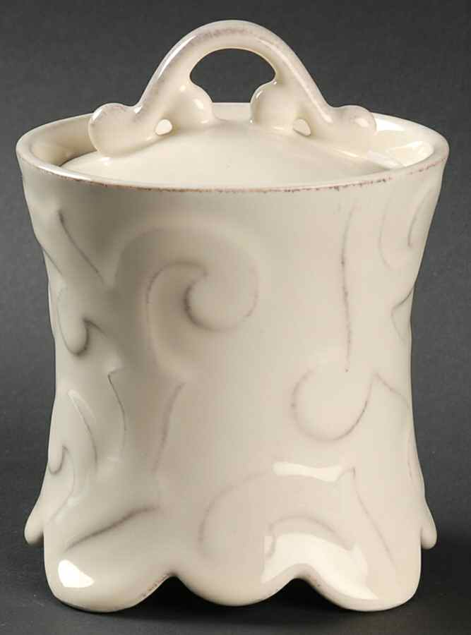 Arabesque Cream Sugar Bowl & Lid by Casafina-1