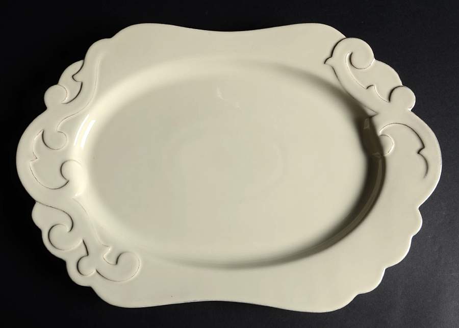 Arabesque Cream 17" Oval Serving Platter by Casafina-1