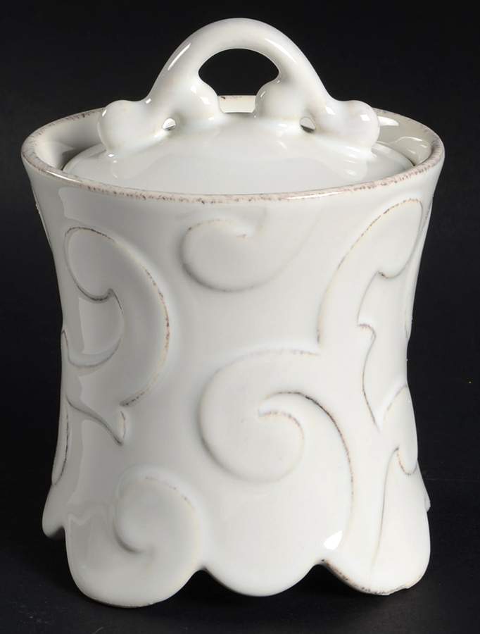 Arabesque White Sugar Bowl & Lid by Casafina-1