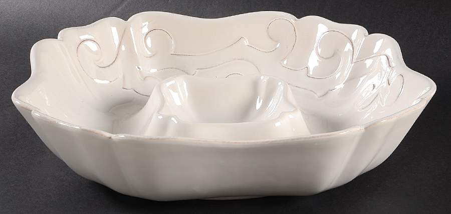 Arabesque White 1 Piece Chip & Dip by Casafina-1