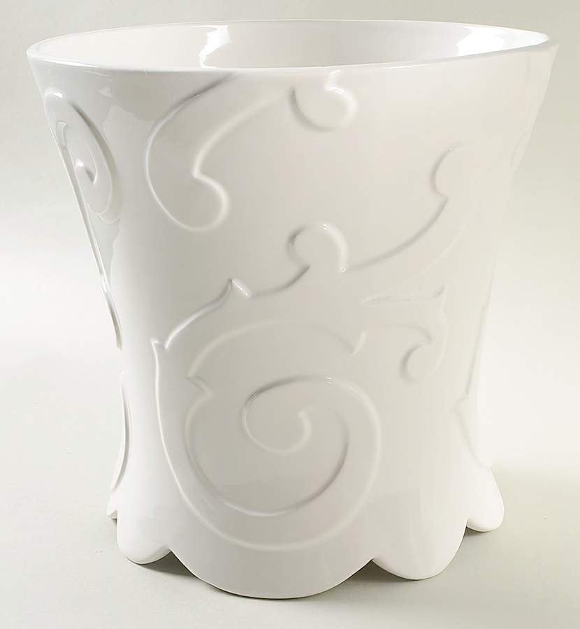 Arabesque White China Waste Basket by Casafina-1