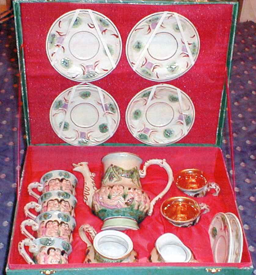 CJJ4 Footed Cup & Saucer Set by Capo-di-Monte (Italy)-1