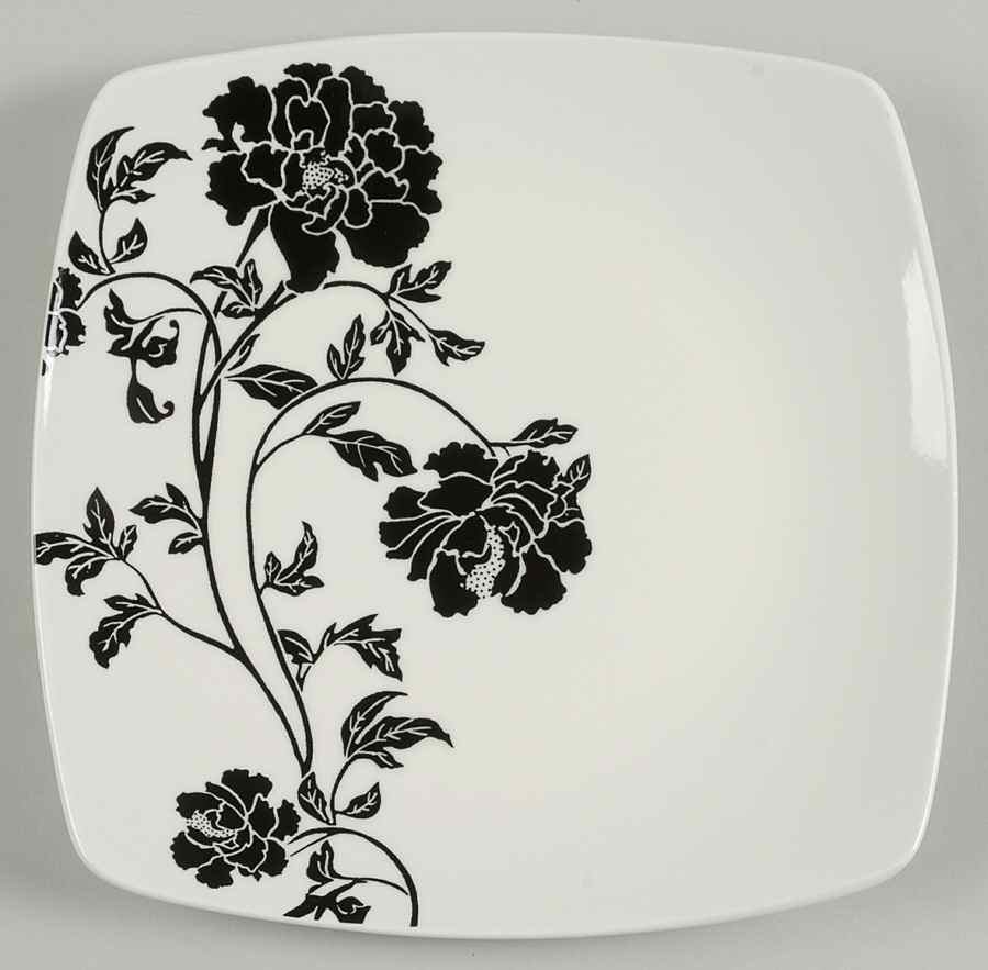 Dancing Blooms Black Dinner Plate by Coventry (PTS)-1