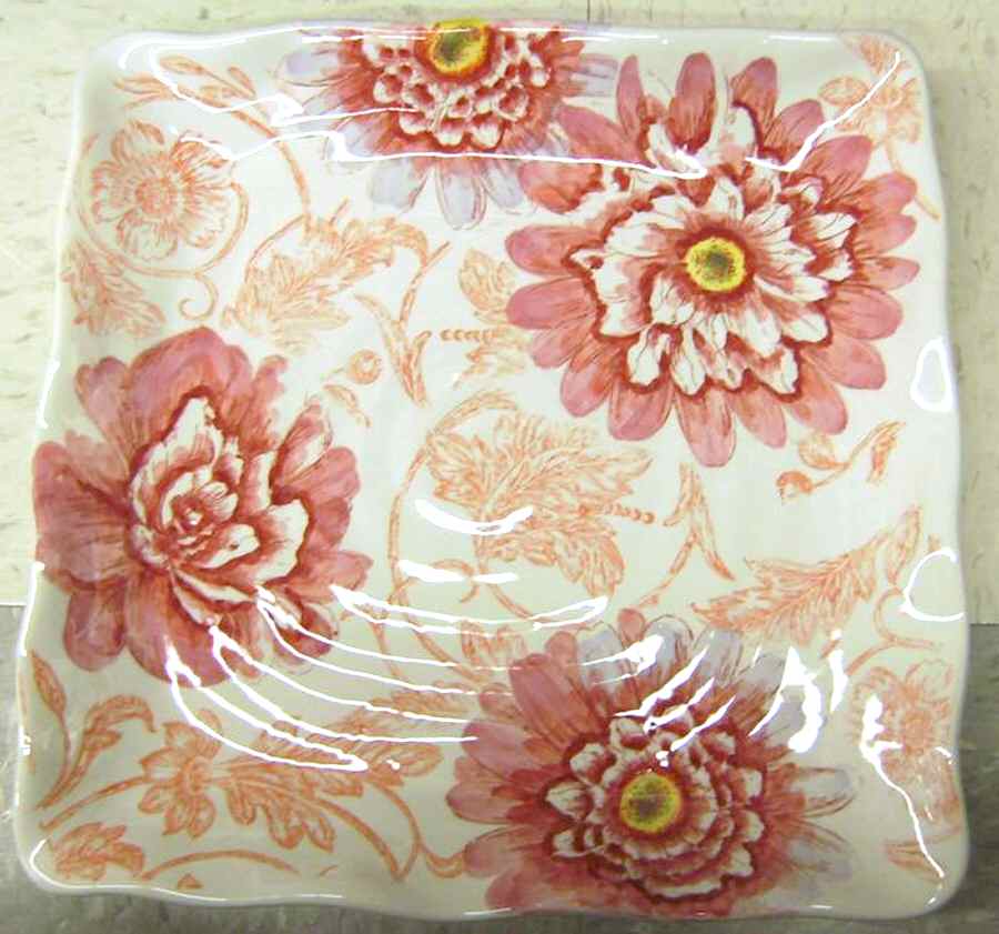 Floral Toile Square Dinner Plate by Maxcera Corp-1