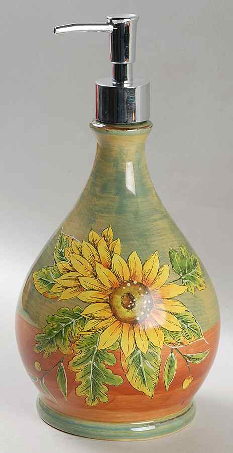 Terra Cotta Sunflower Soap Dispenser by Maxcera Corp-1