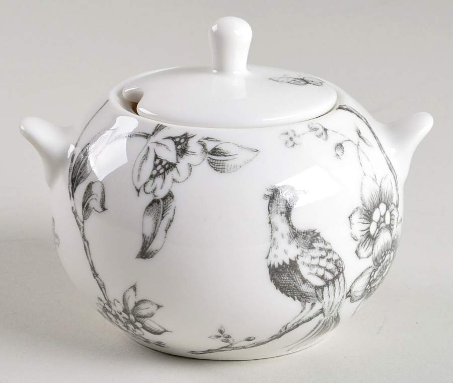 Black Toile Sugar Bowl & Lid by Creative Tops-1