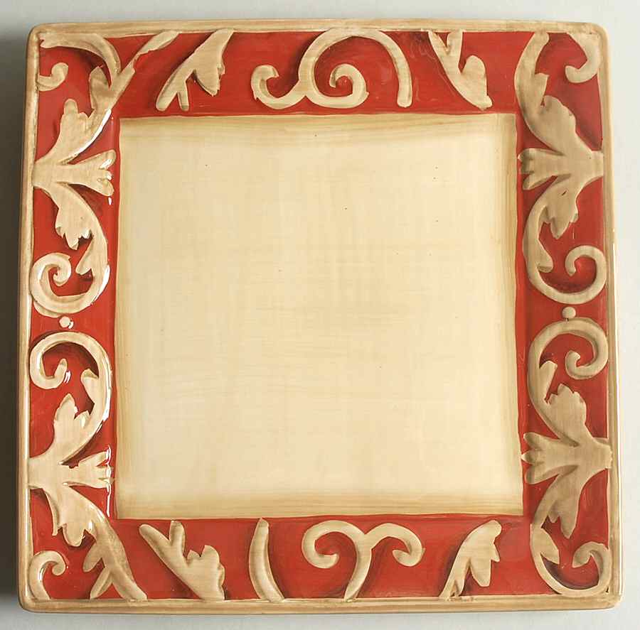 Villa Rosa Square Dinner Plate by Clay Art-1
