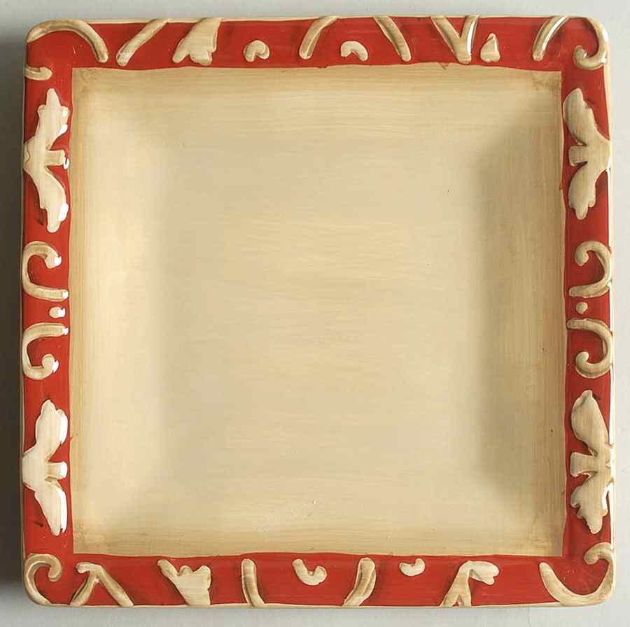 Villa Rosa Square Salad Plate by Clay Art-1