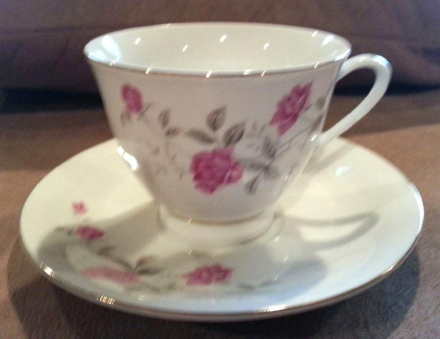Rose Hebi (Platinum Trim) Footed Cup & Saucer Set by China (Made in China)-1