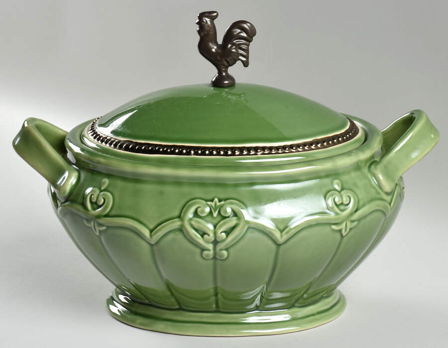 Elegant Rooster Oval Covered Vegetable by Cracker Barrel-1