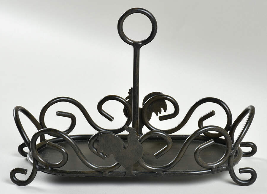 Elegant Rooster Metal Stand for Creamer & Sugar Set by Cracker Barrel-1
