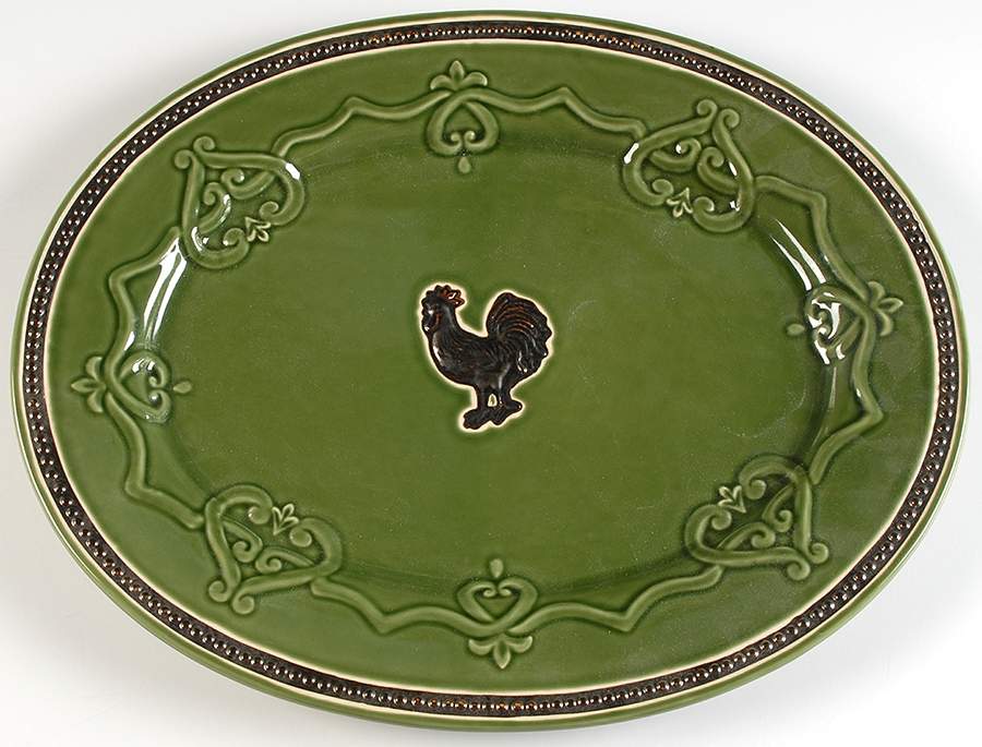 Elegant Rooster 16" Oval Serving Platter by Cracker Barrel-1