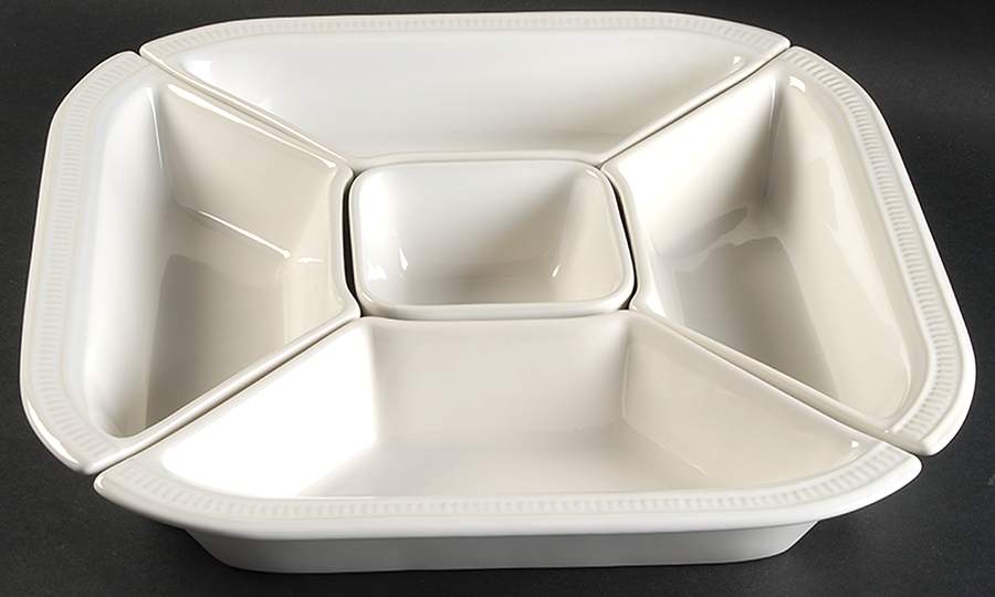 Ellery Ivory Entertaining 5 Pc(4 Side Dishes + 1 Center Bowl) by Cindy Crawford Style-1