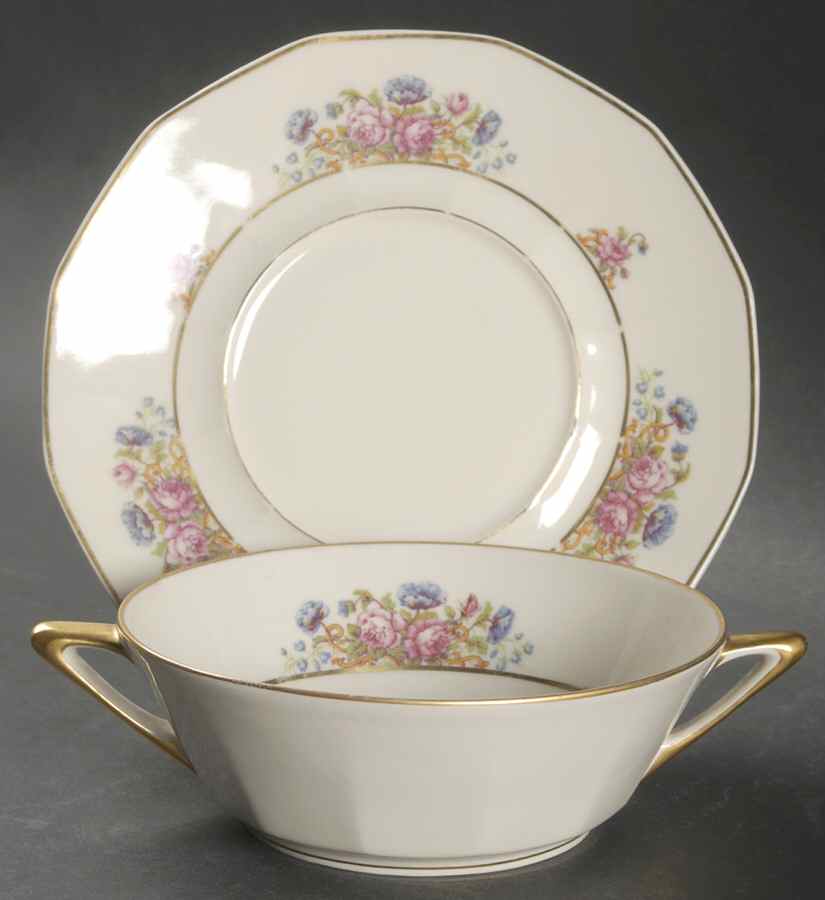 Schleiger 1333-2 Flat Cream Soup Bowl & Saucer Set by Charles Field Haviland-1