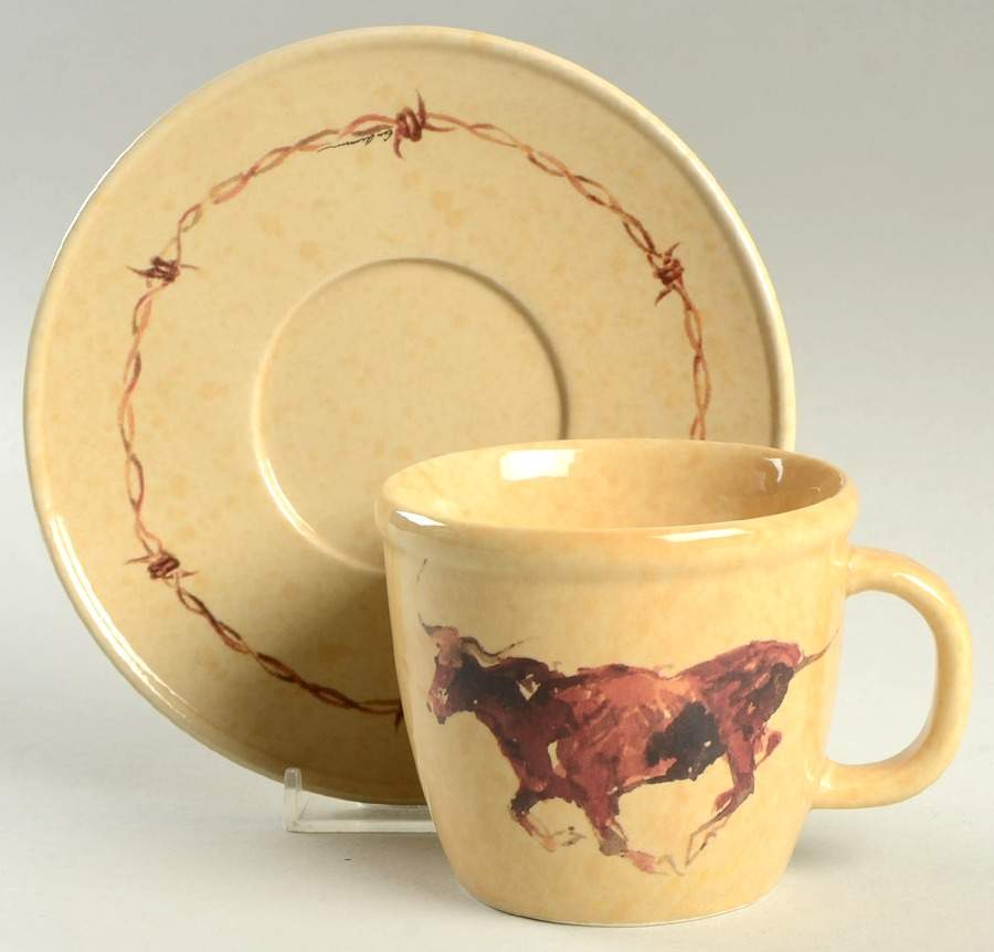 Classic West Flat Cup & Saucer Set by Cowboy Living-1