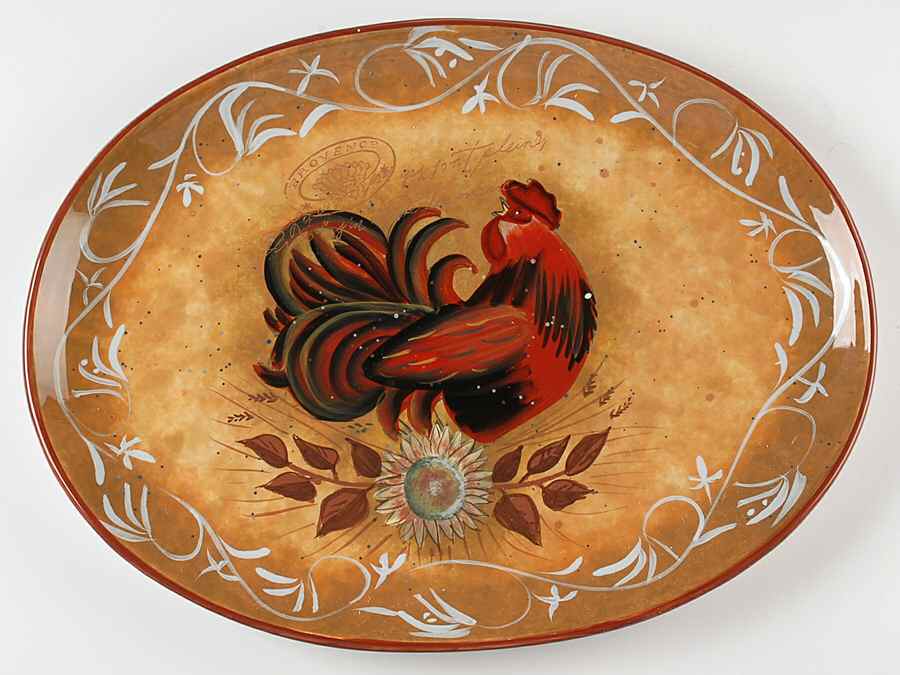Golden Rooster 18" Oval Serving Platter by Certified International-1
