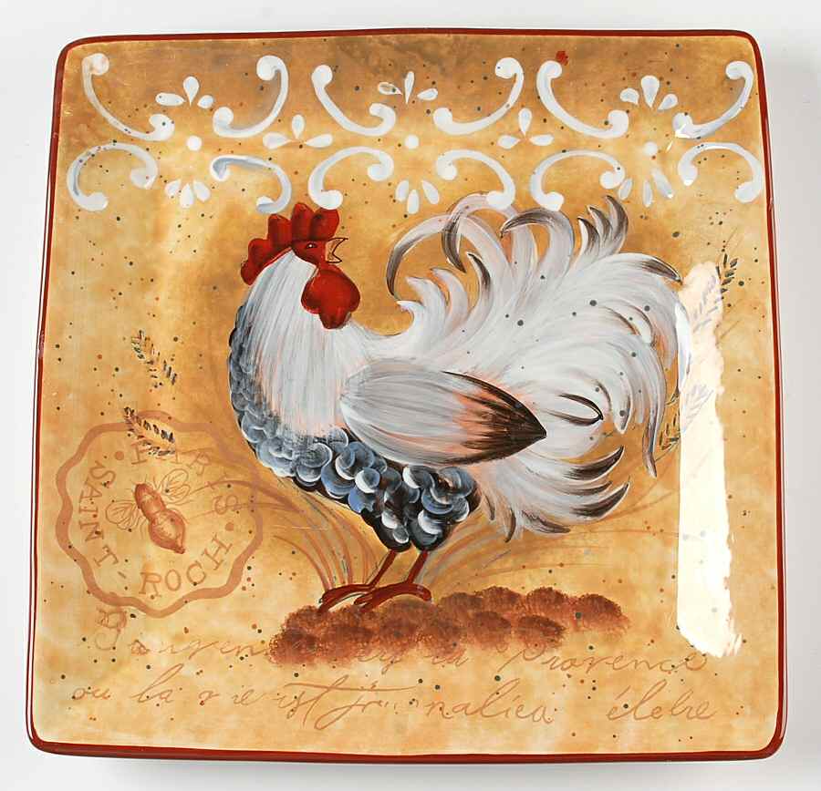 Golden Rooster 12" Square Serving Platter by Certified International-1