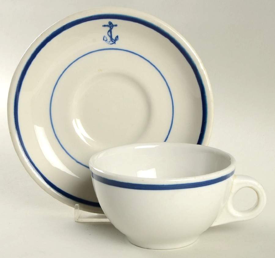 US Navy Mess (Wardroom Officer) Flat Cup & Saucer Set by Caribe-1