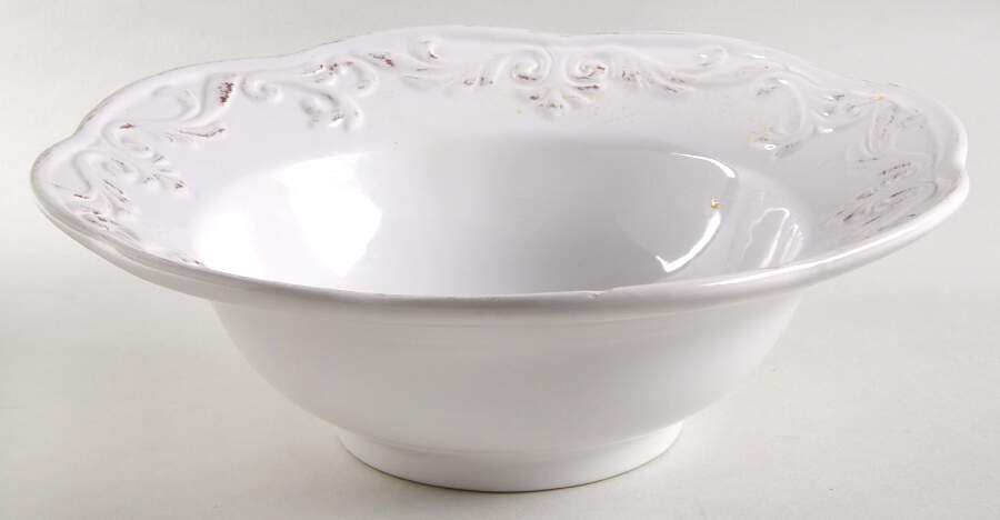 Rustic White 10" Round Vegetable Bowl by Maxcera Corp-1