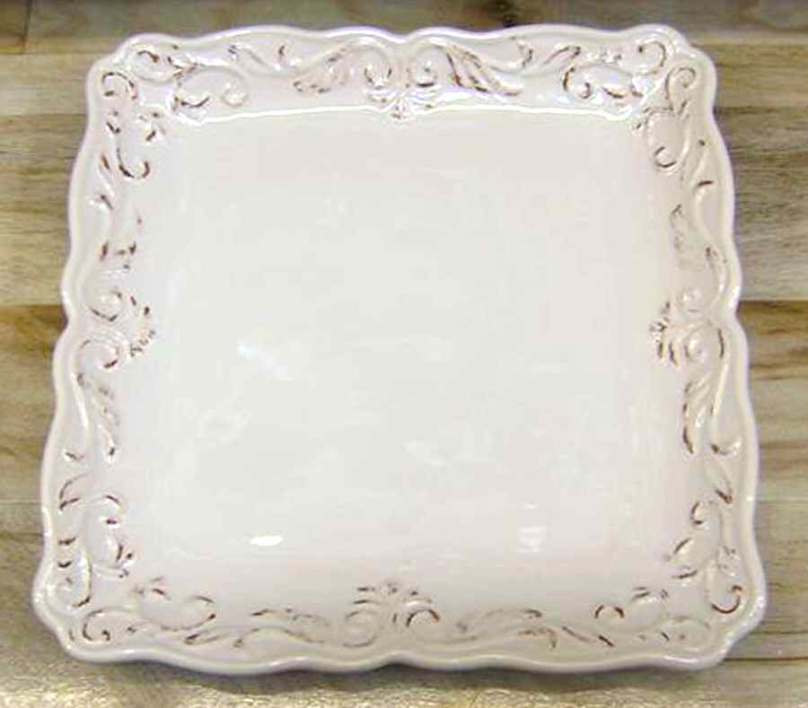 Rustic White Square Dinner Plate by Maxcera Corp-1