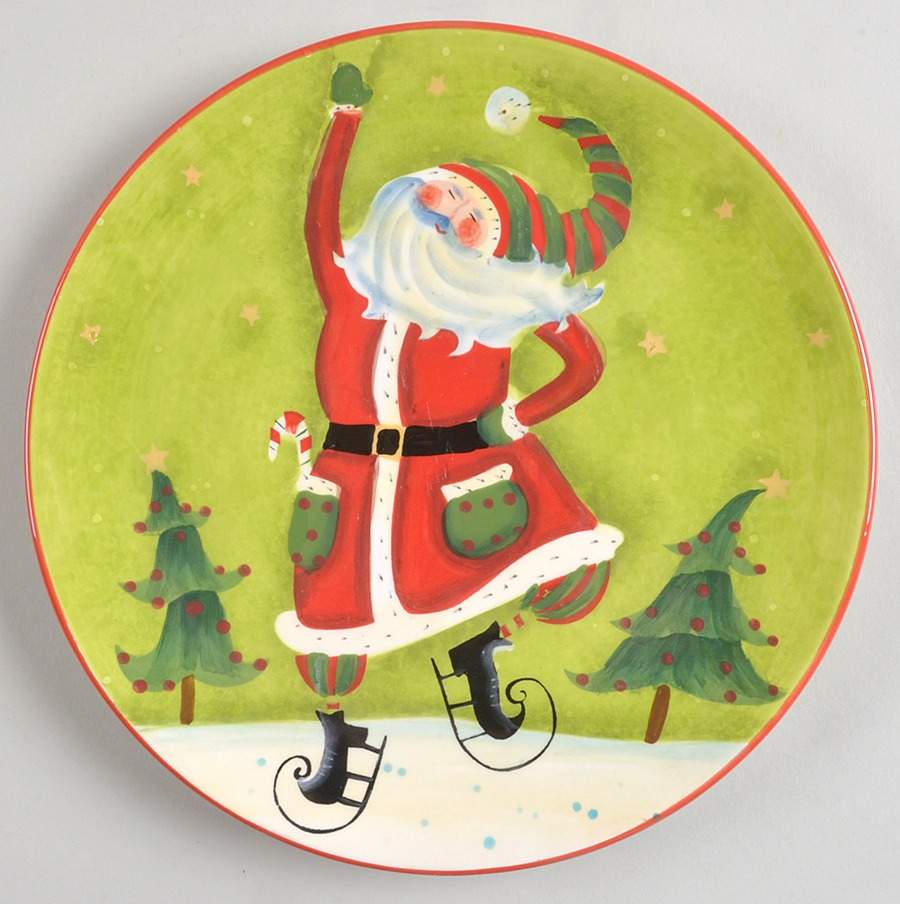 Skating Santa Salad/Dessert Plate by Certified International-1
