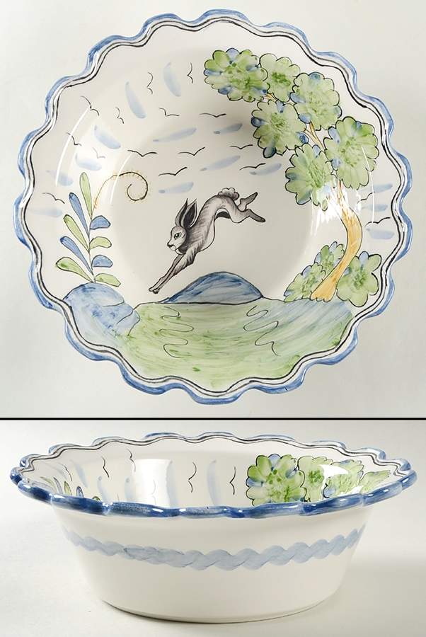Le Lapin 10" Round Serving Bowl by C E Corey-1