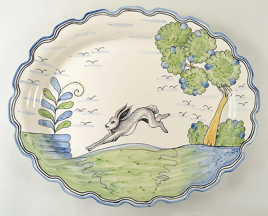Le Lapin 18" Oval Serving Platter by C E Corey-1