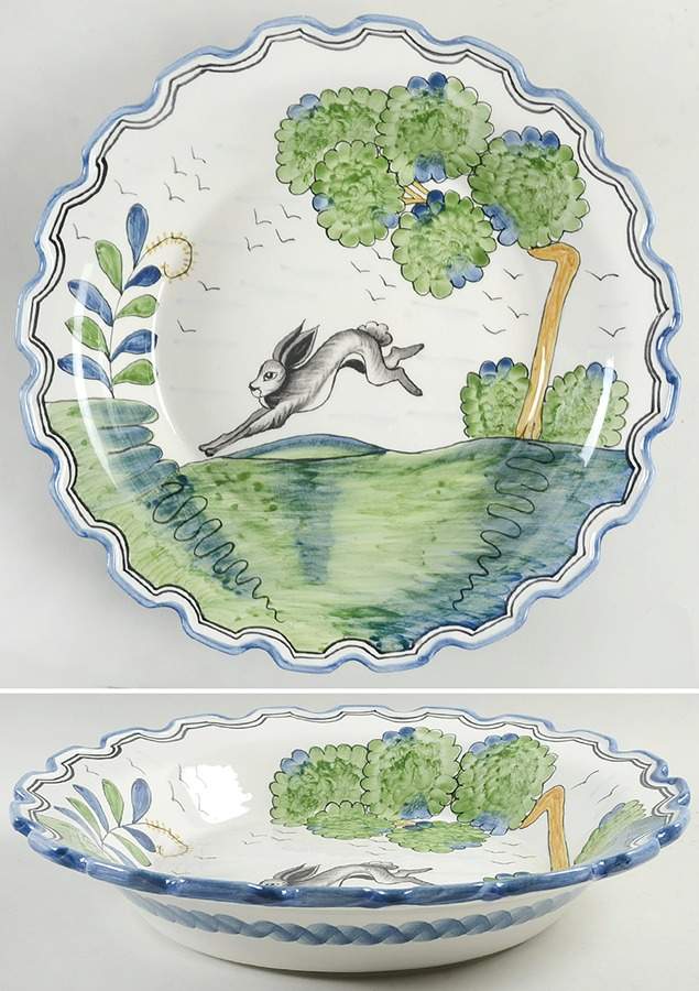 Le Lapin 14" Round Serving Bowl by C E Corey-1