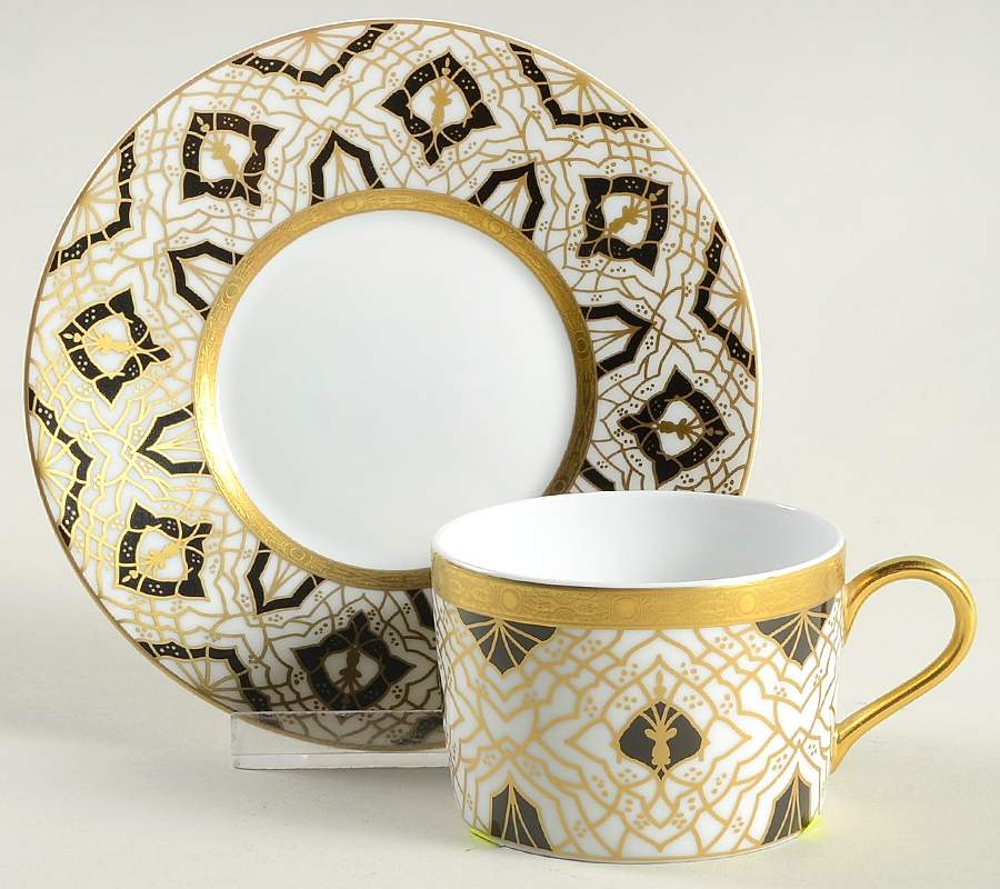 Farahnaz Black Flat Cup & Saucer Set by Charles Field Haviland-1