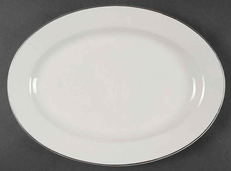 Platinum Band 12" Oval Serving Platter by Compton Fine China-1