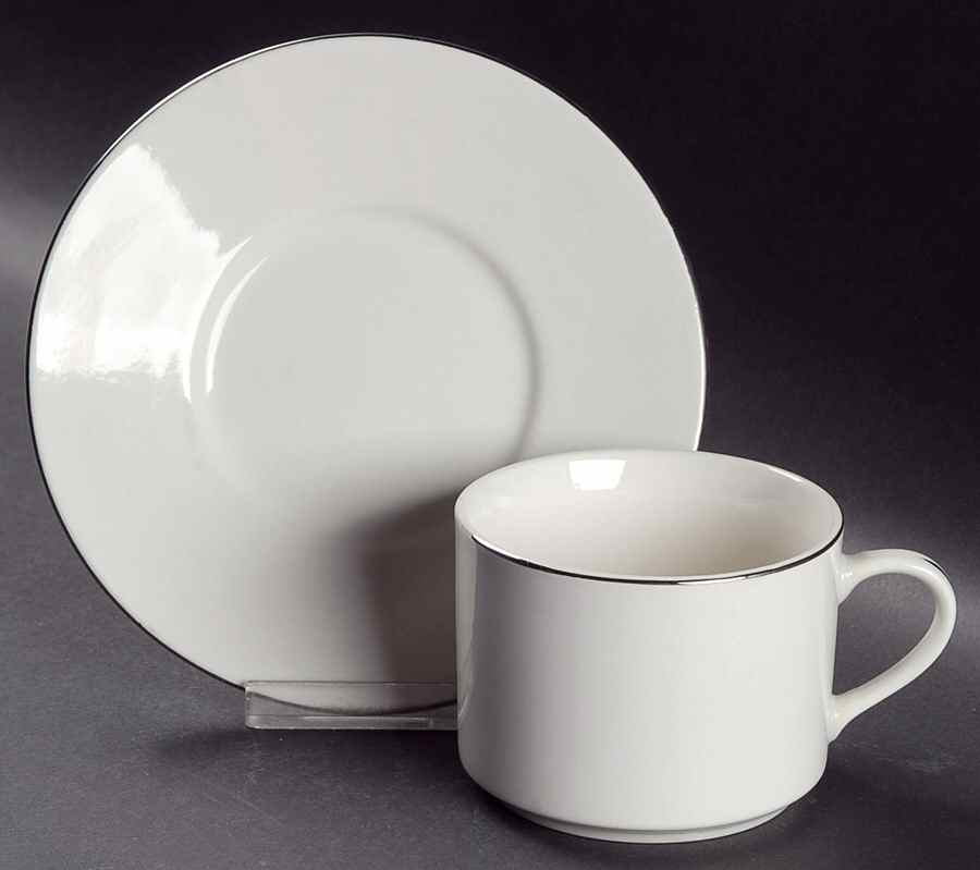 Platinum Band Flat Cup & Saucer Set by Compton Fine China-1