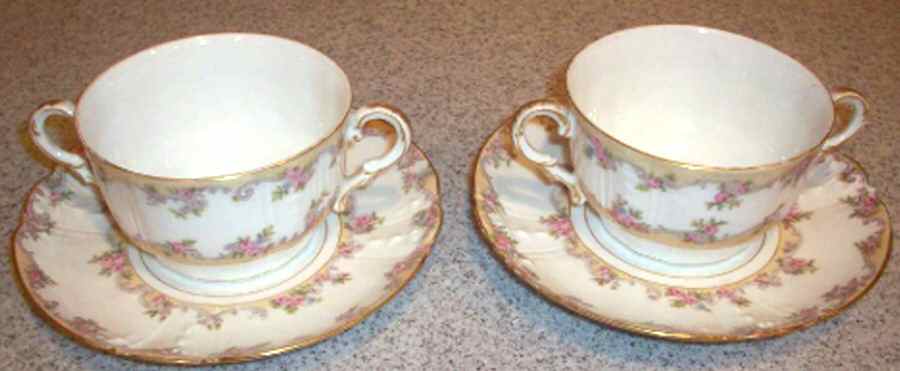 CHF1544 Footed Cream Soup Bowl & Saucer Set by Charles Field Haviland-1