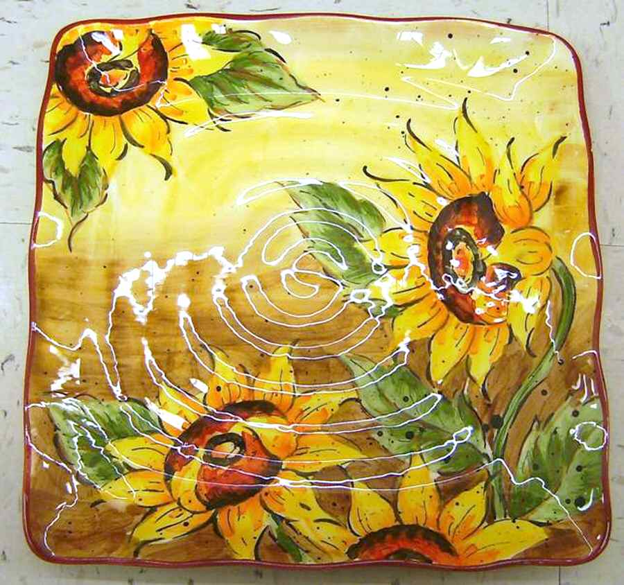 Desert Sunflower Square Dinner Plate by Maxcera Corp-1