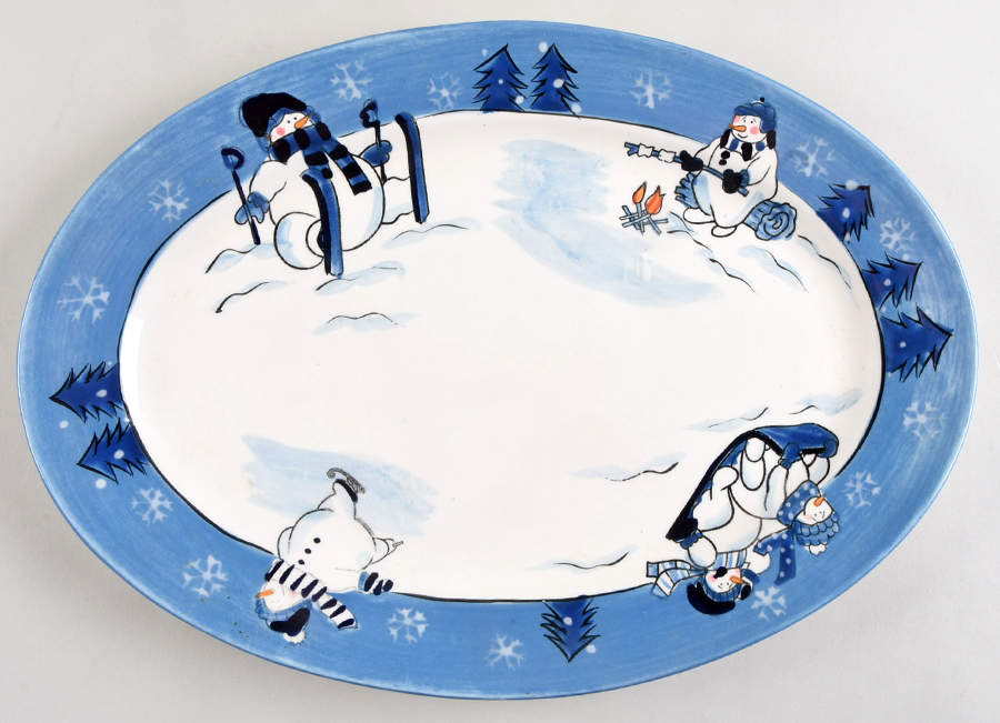 Snow Valley 14" Oval Serving Platter by Canterbury Potteries-1