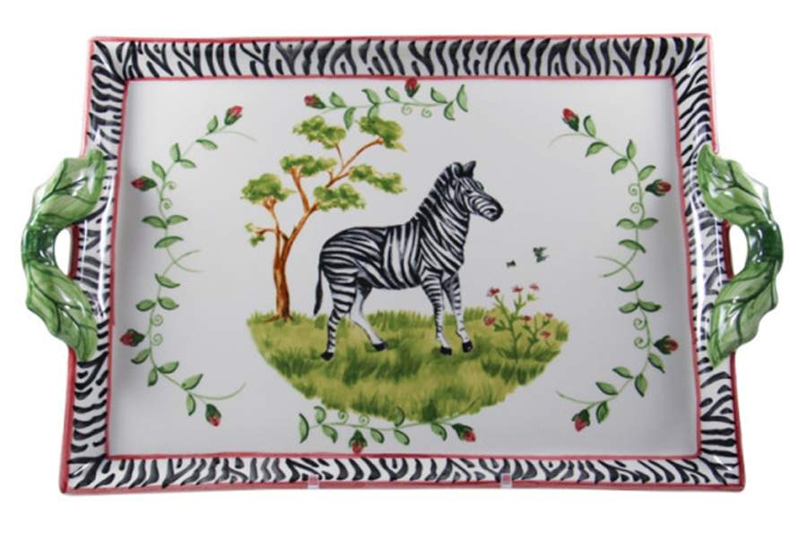 Zebra Handled Tray by C E Corey-1