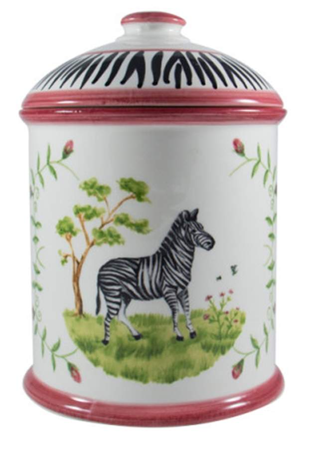 Zebra Large Canister & Lid by C E Corey-1