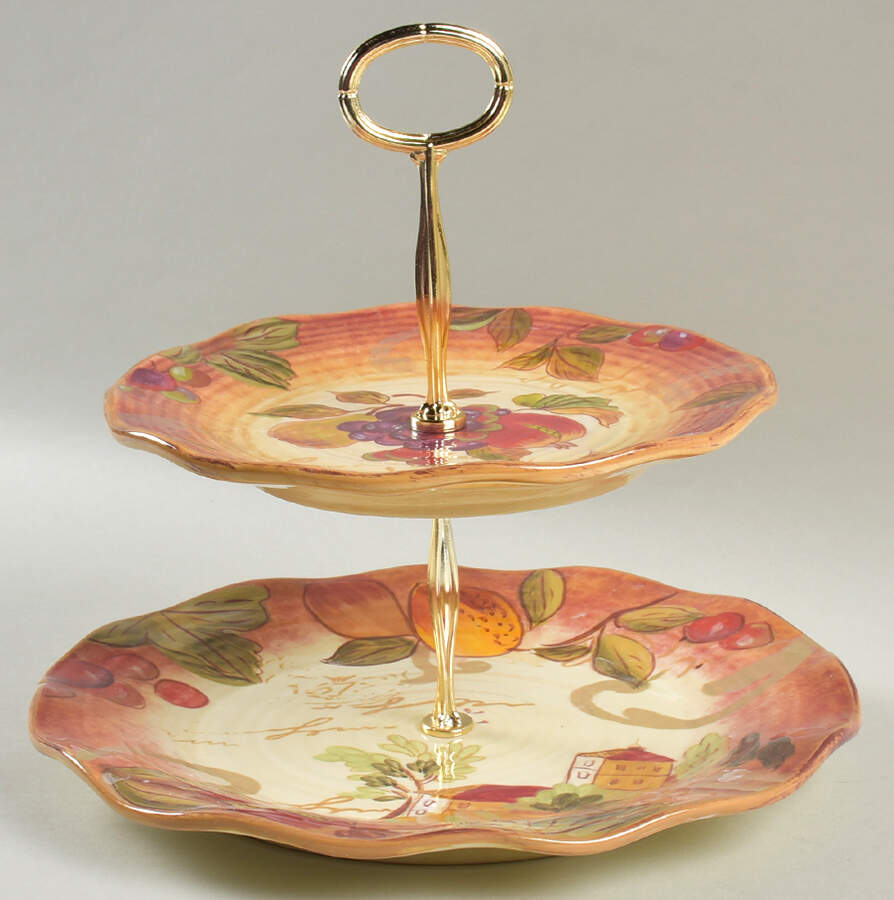 Siena 6 5/8"-10"  2 Tiered Serving Tray (Dp, Sp) HC by Certified International-1