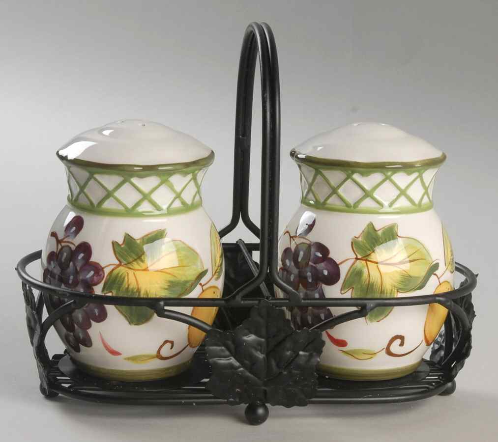 Tuscan Garden Salt & Pepper w/Metal Stand by Certified International-1