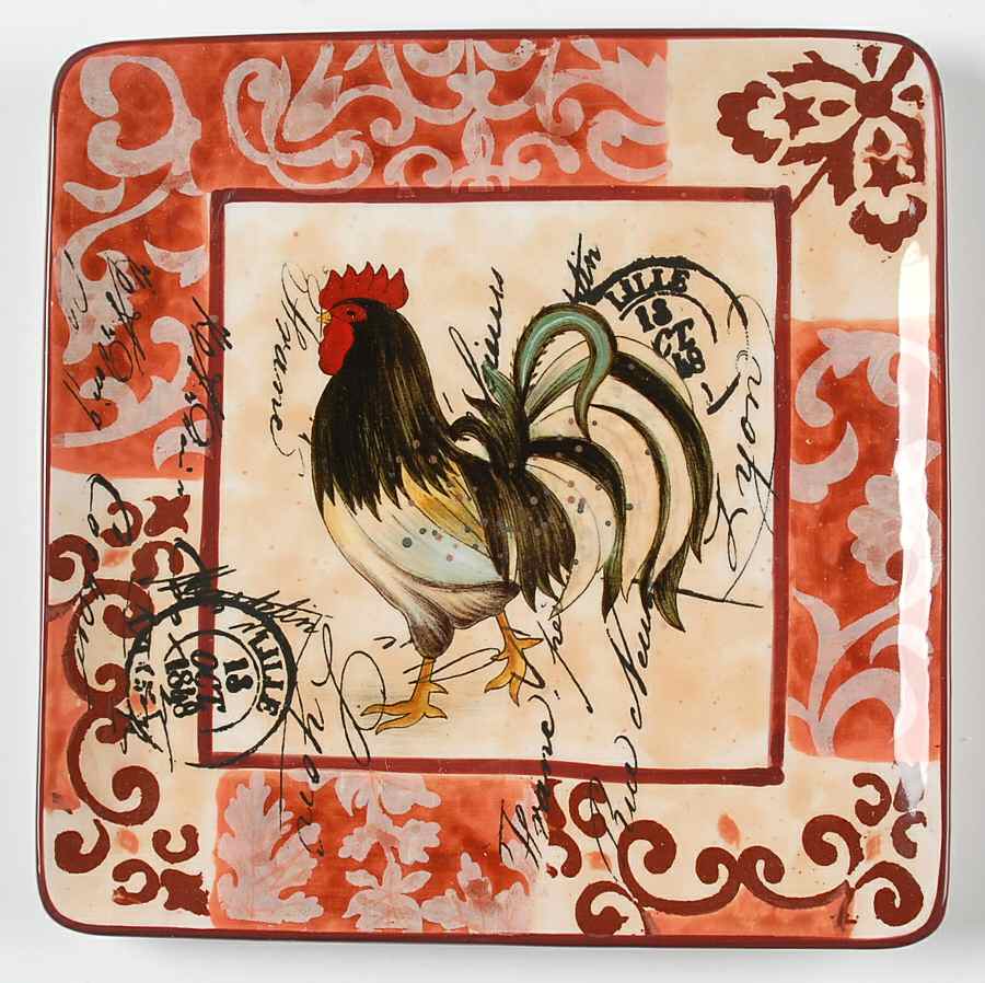Lille Rooster Square Salad Plate by Certified International-1