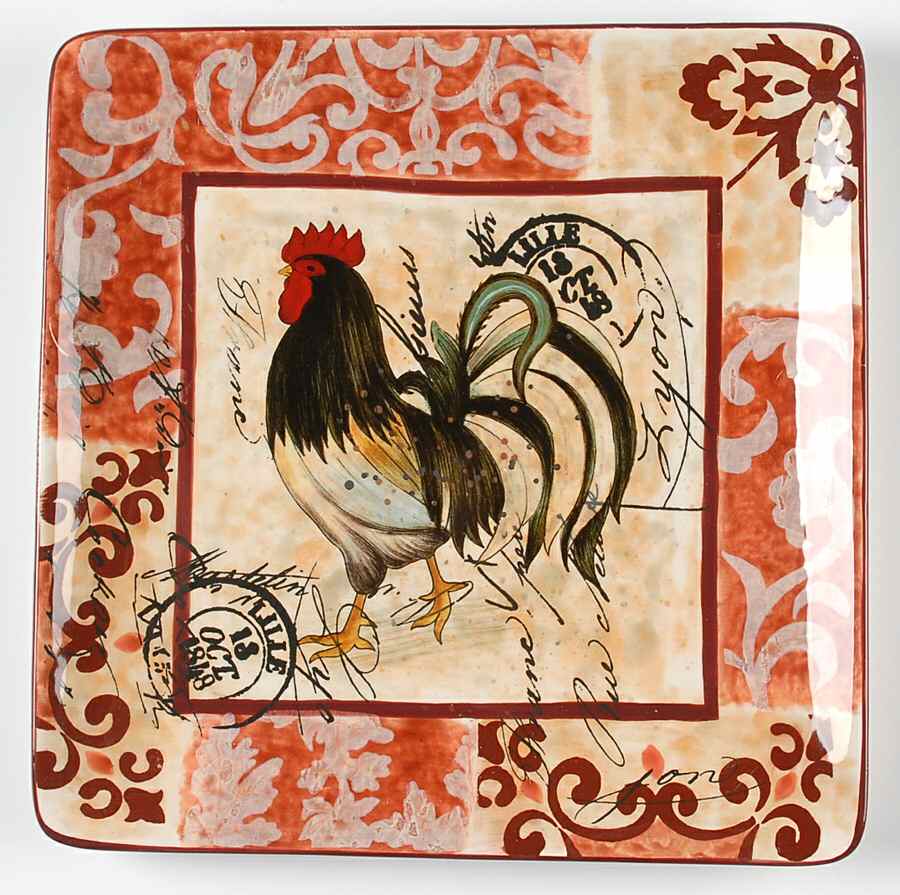 Lille Rooster Square Dinner Plate by Certified International-1