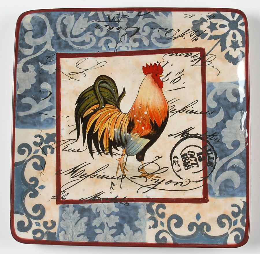 Lille Rooster Square Salad Plate by Certified International-1