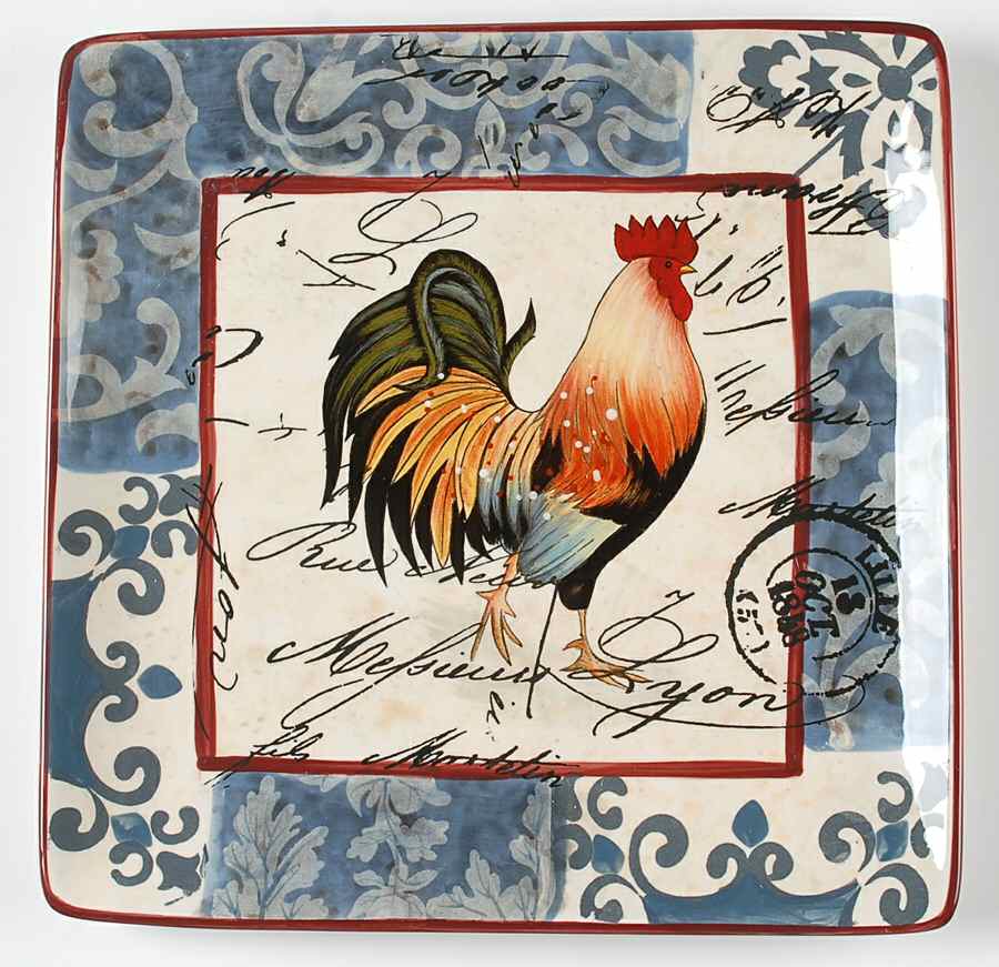 Lille Rooster 12" Square Serving Platter by Certified International-1