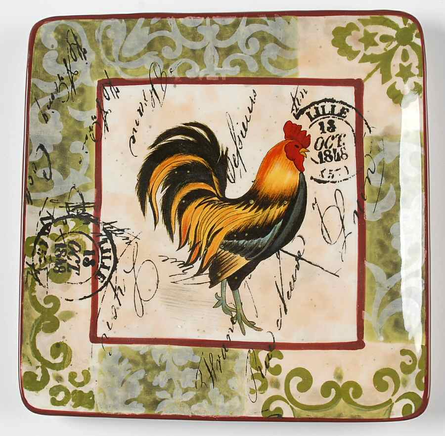 Lille Rooster Square Salad Plate by Certified International-1