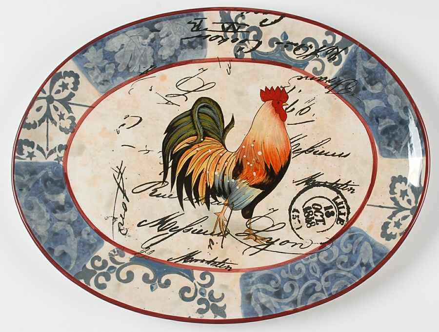 Lille Rooster 16" Oval Serving Platter by Certified International-1
