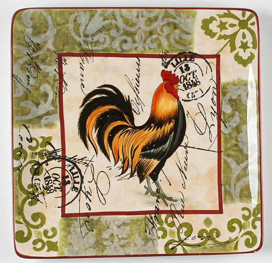 Lille Rooster 14" Square Platter by Certified International-1