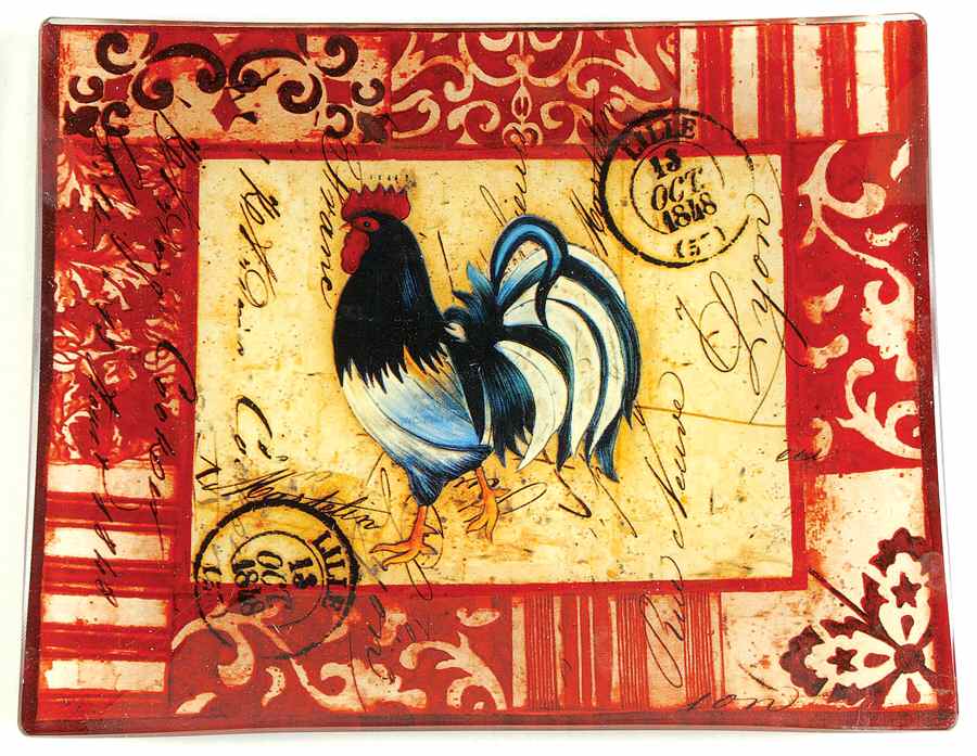 Lille Rooster 10" Rectangular Glassware Platter by Certified International-1