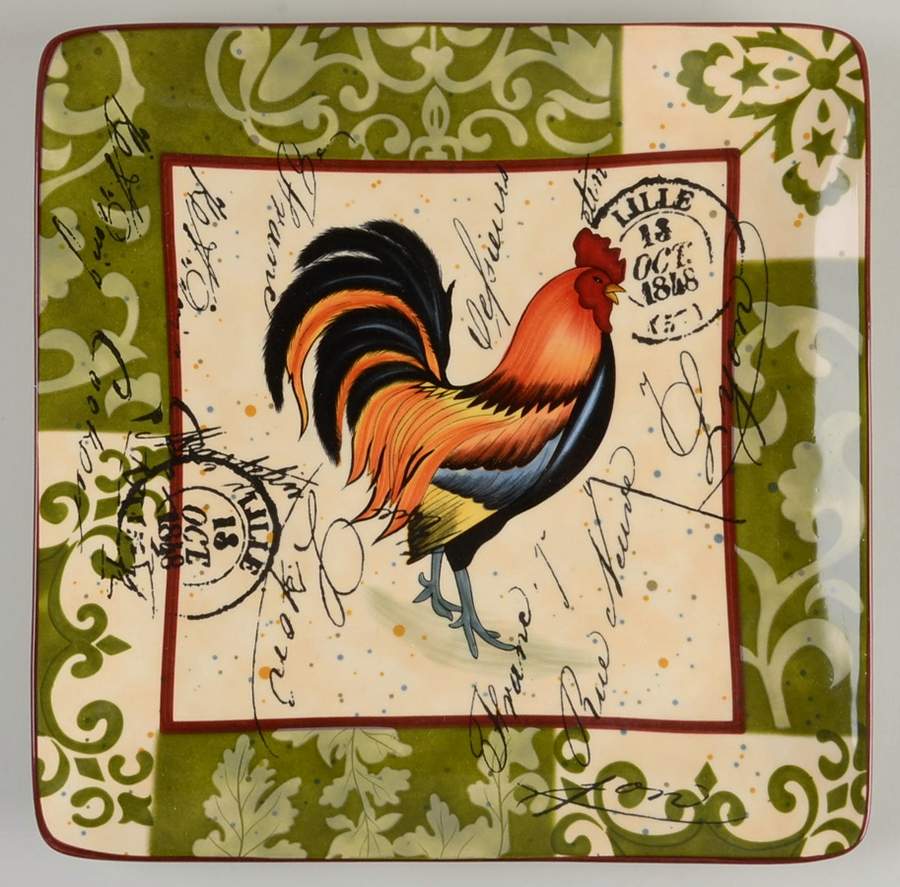 Lille Rooster Square Dinner Plate by Certified International-1