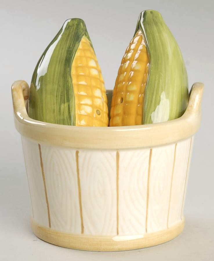 Farmers Market Figural Salt & Pepper Set W/Holder by Certified International-1