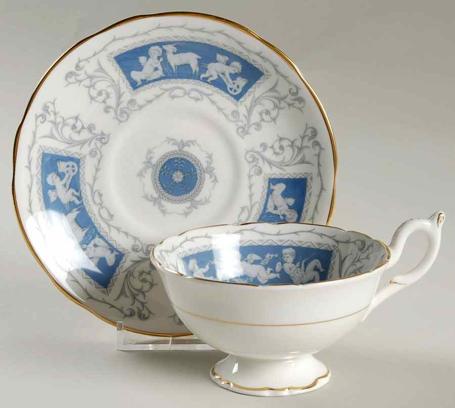 Revelry Blue Footed Cup & Saucer Set by Coalport-1